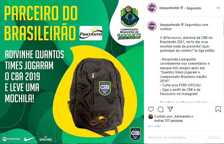 CBB e Fascouros sorteiam mochila em promoção do Brasileirão 2021